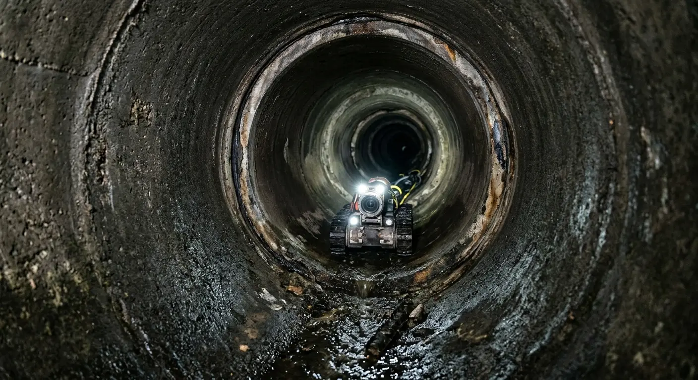 Robotic sewer camera inspecting pipe interior for Drain Snake Service in Long Lake